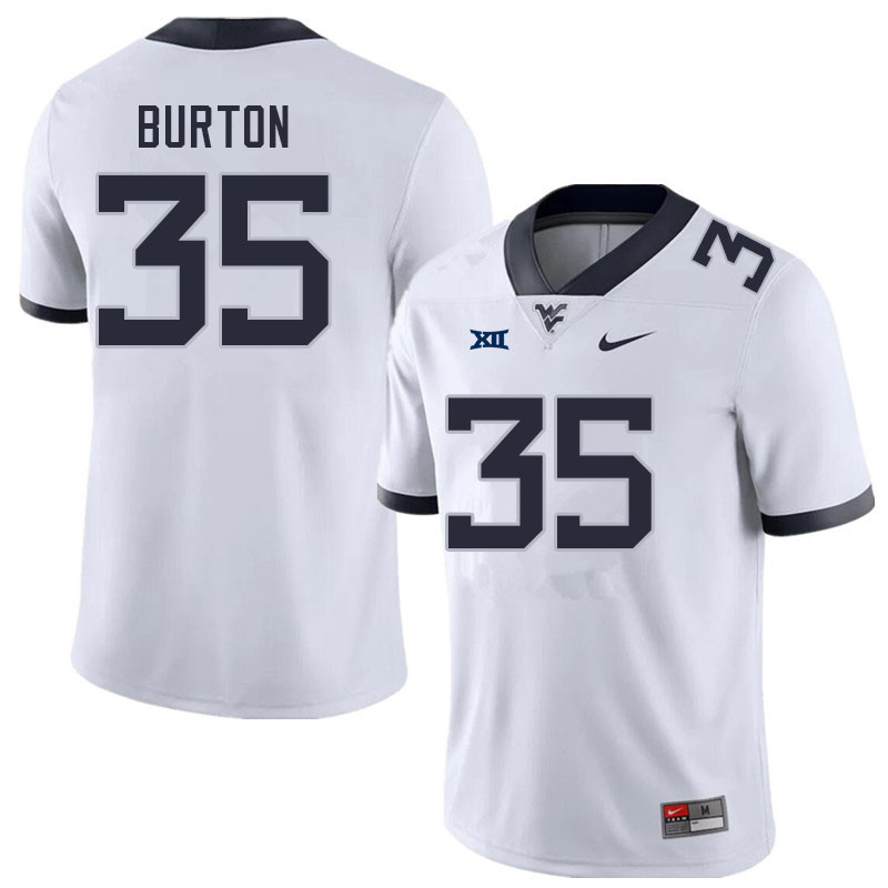 Men #35 Aric Burton West Virginia Mountaineers College Football Jerseys Sale-White - Click Image to Close